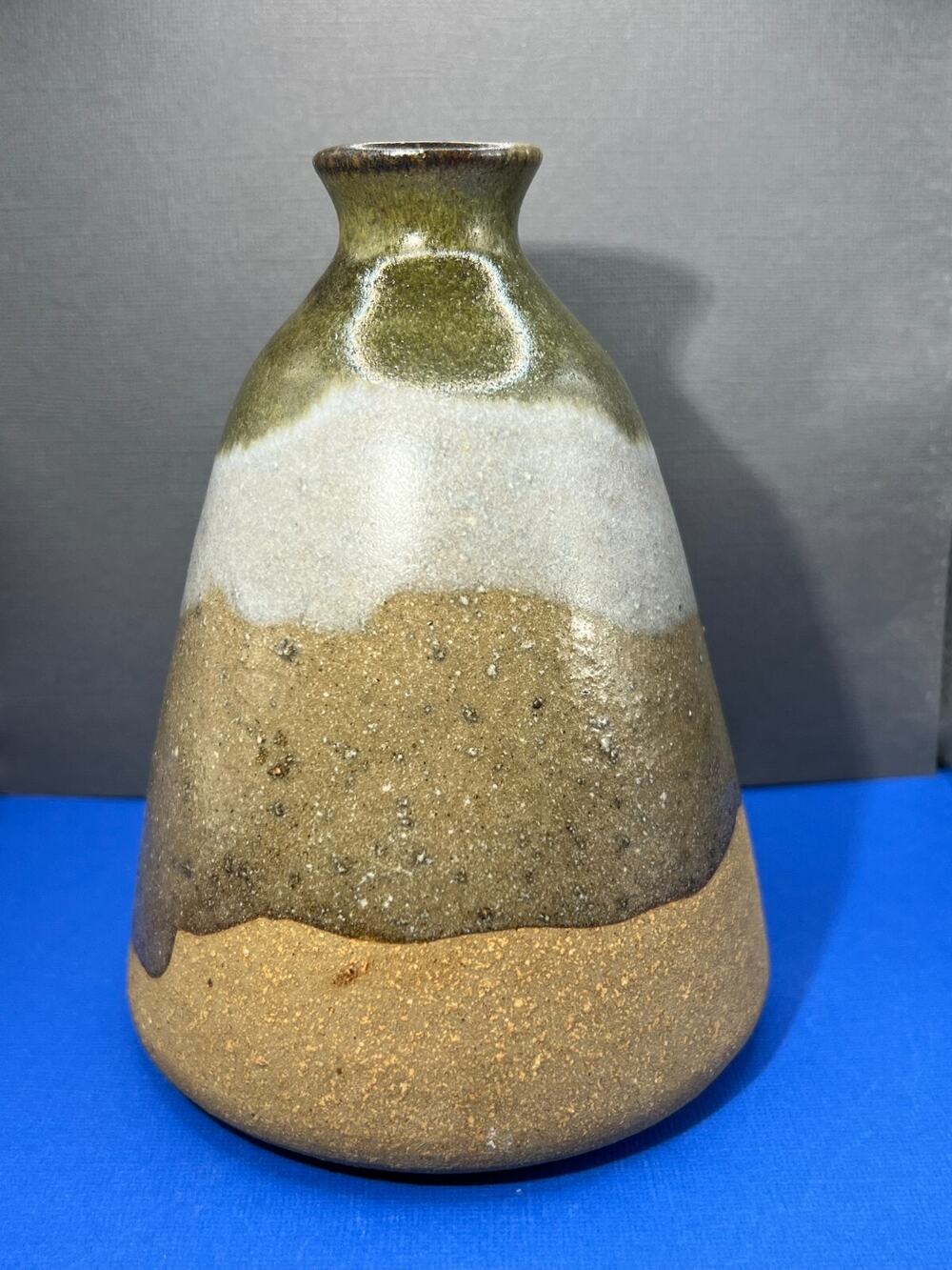Clay Pottery Vase Tan, Green, & Gray Earth Colors
